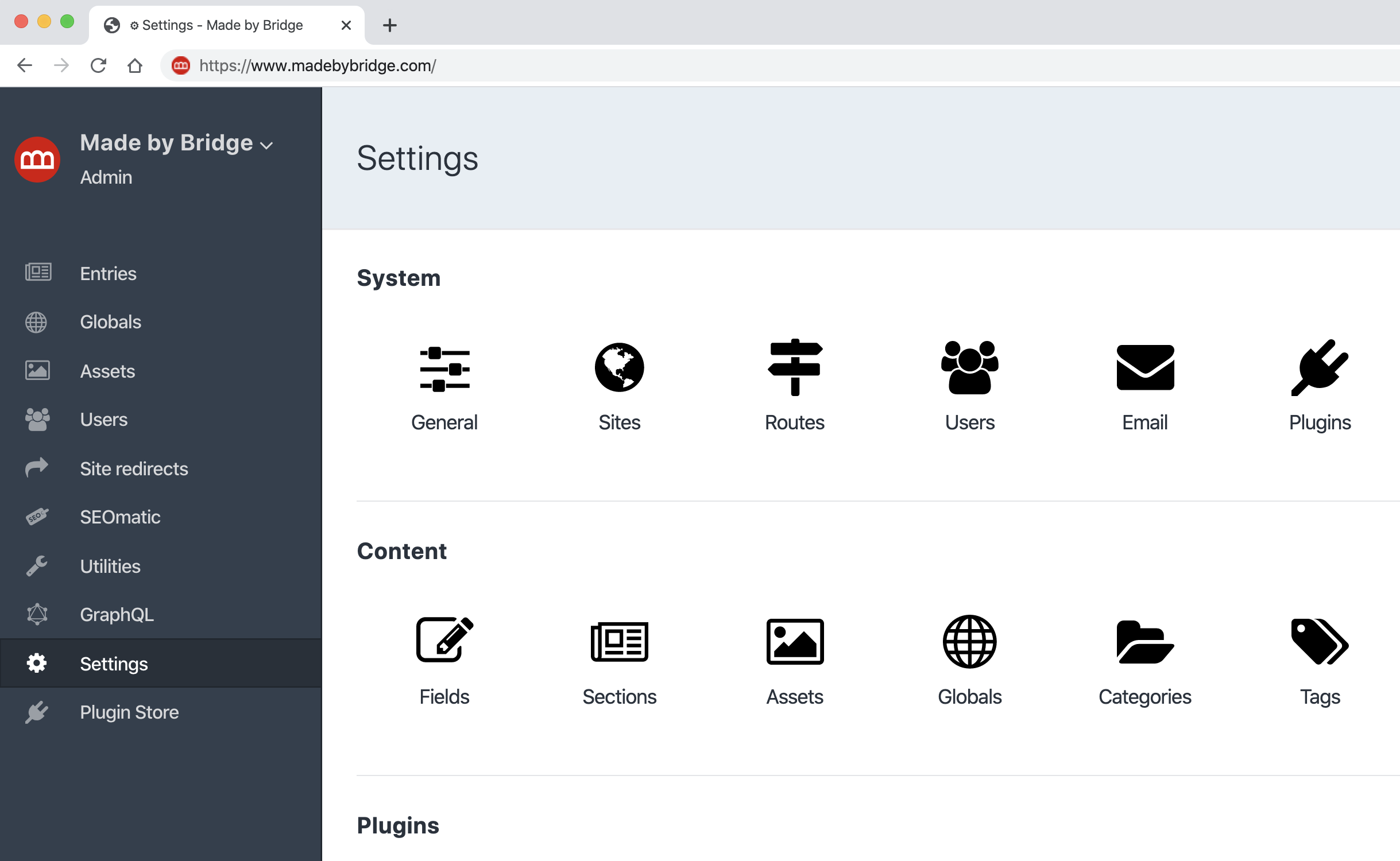 Craft CMS Control Panel