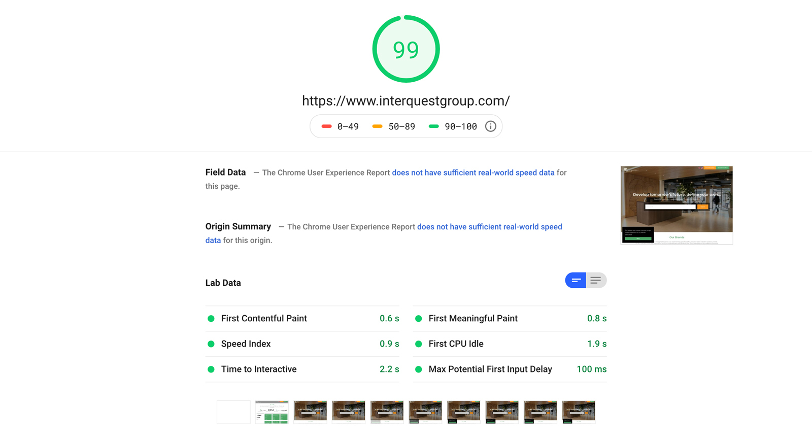 Google Page Speed test